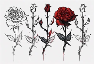 rose flower, one line, more blood dripping from the flower, tall tattoo idea