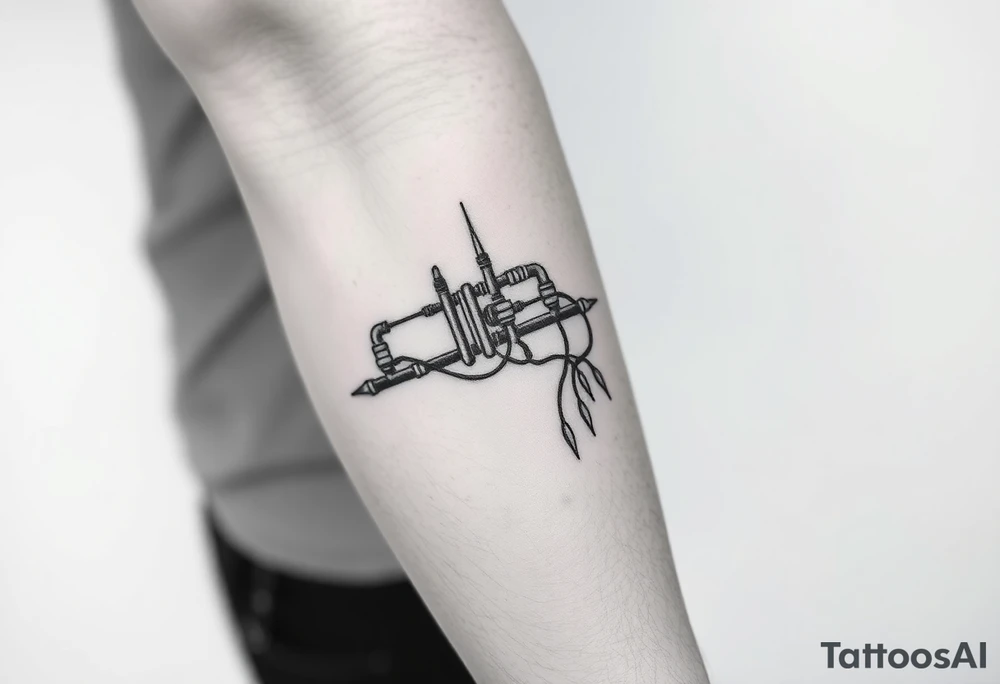 long
System of pipes that transitions into veins of forearm tattoo idea