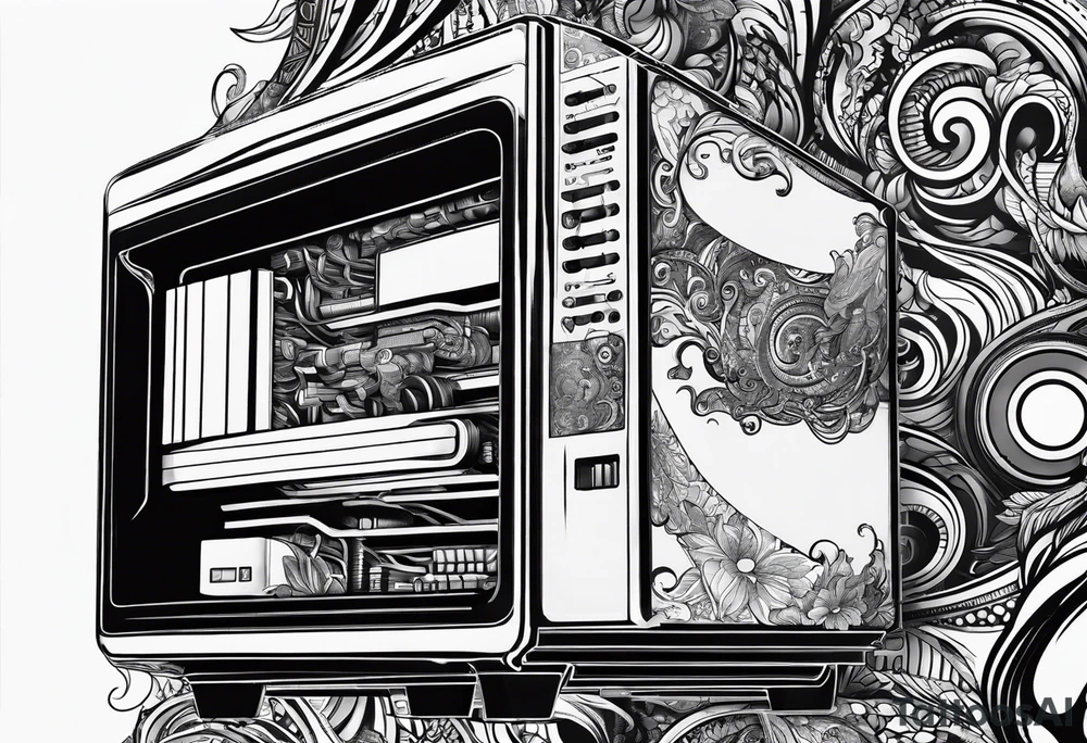 computer processor in fire tattoo idea