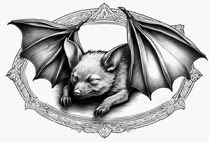 A full body of a bat sleeping tattoo idea