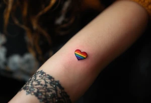 Tiny rainbow hearts behind each ear to honor love in every shade. tattoo idea