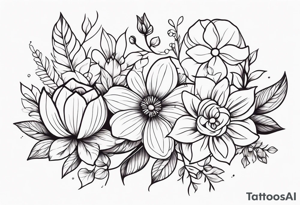 ornaments of flowers tattoo idea