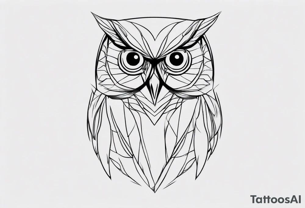 create one line tattoo of a owl head. the line has to start at the buttom and be finished at the top. Has to be simplistic and be one-line that is connected tattoo idea