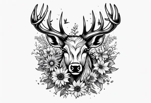 fine line sunflowers and wildflowers deer antler No deer , tattoo idea