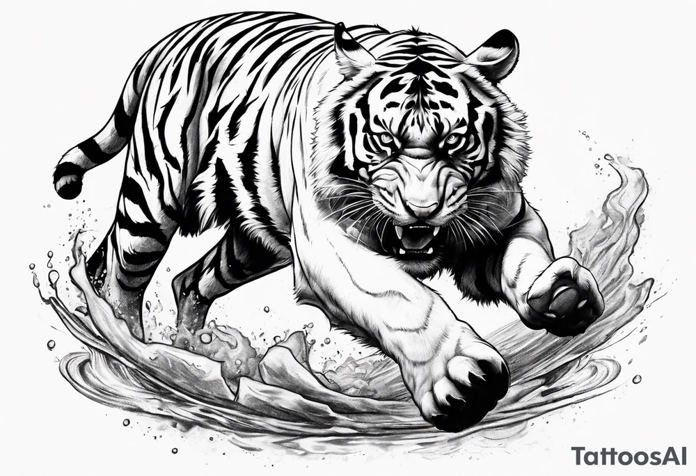 Big tiger kicking a pig tattoo idea