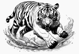 Big tiger kicking a pig tattoo idea