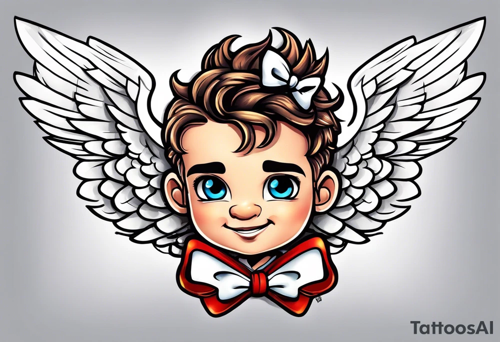 cupido  fly boy with wings and a bow, tattoo idea