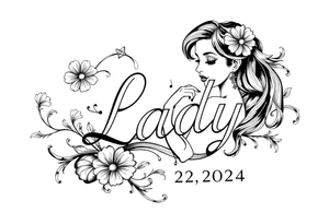 the date October 22, 2024. the name ‘Lady’. With salsa music elements. tattoo idea