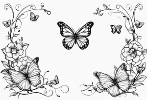 vines and flowers with butterflies tattoo idea