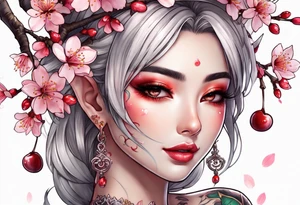 Sakura elf Cherry blossoms full body tattoo idea