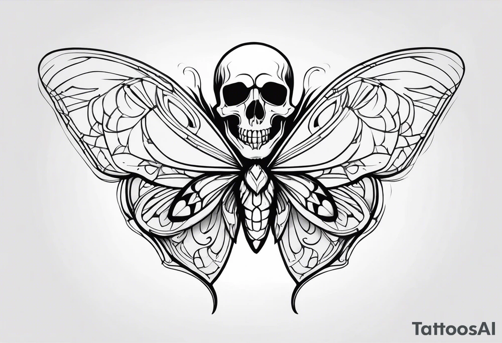 Butterfly wings with skull details tattoo idea