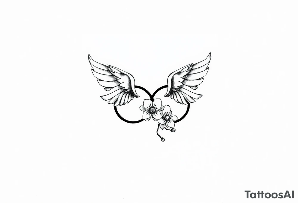 Infinity loop with wings and a small orchid tattoo idea Infinity loop with wings and a small orchid tattoo idea