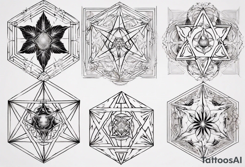 sacred geometry Metatron's cube with phoenix tattoo idea