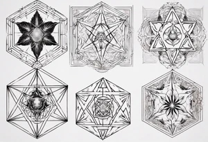 sacred geometry Metatron's cube with phoenix tattoo idea