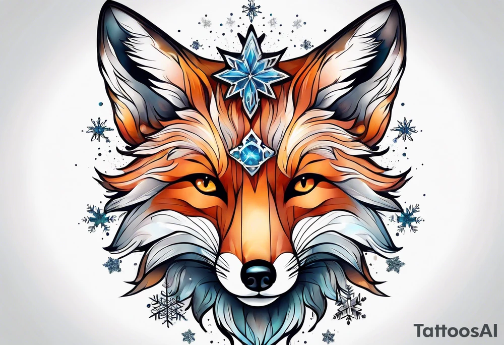 Constellation, animal fox , snowflake tattoo idea