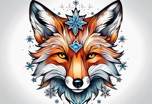 Constellation, animal fox , snowflake tattoo idea