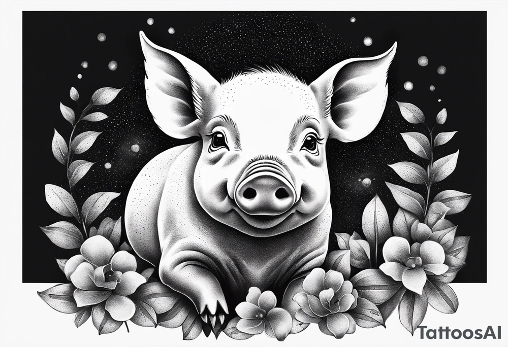 cute piglet.
with text: "friends not food" tattoo idea