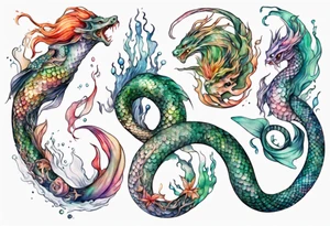 a mermaid serpent hybrid tattoo idea