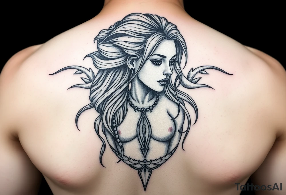 Female water bearer tattoo idea