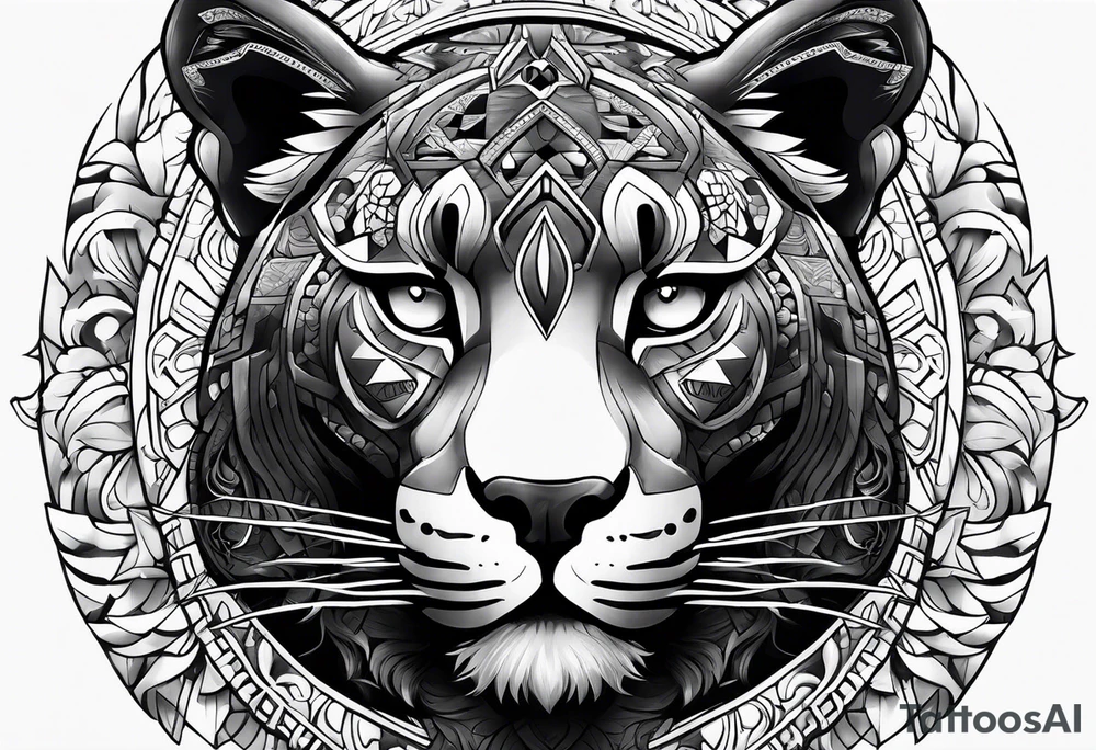 aztec black jaguar sitting tattoo idea