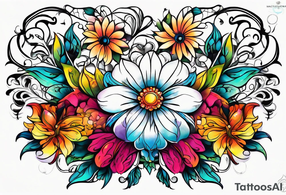 ornaments of flowers tattoo idea