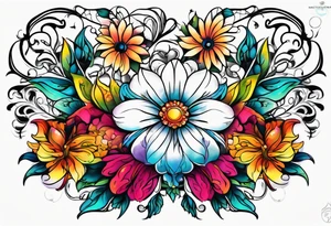 ornaments of flowers tattoo idea