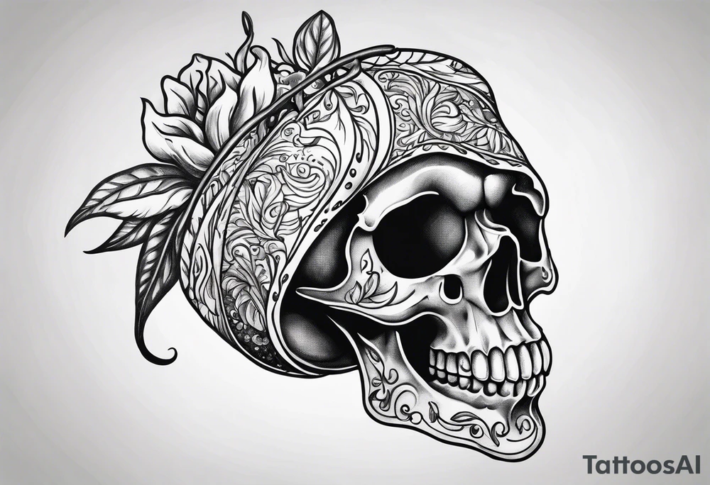 A skull on a chilli pepper tattoo idea