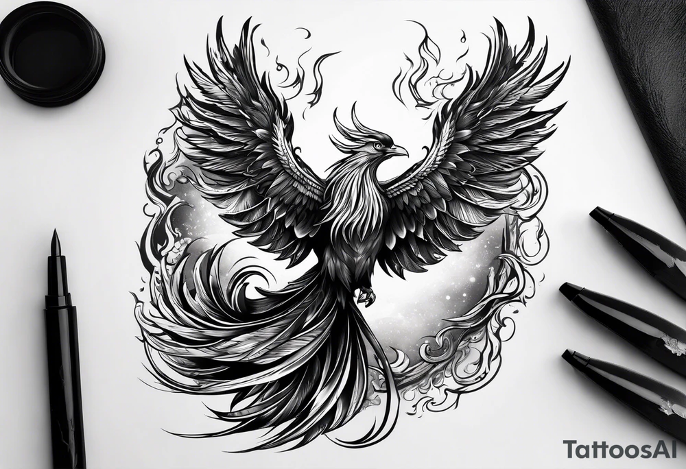 phoenix rising from ashes tattoo idea