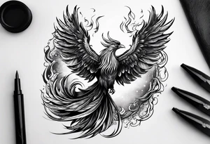 phoenix rising from ashes tattoo idea