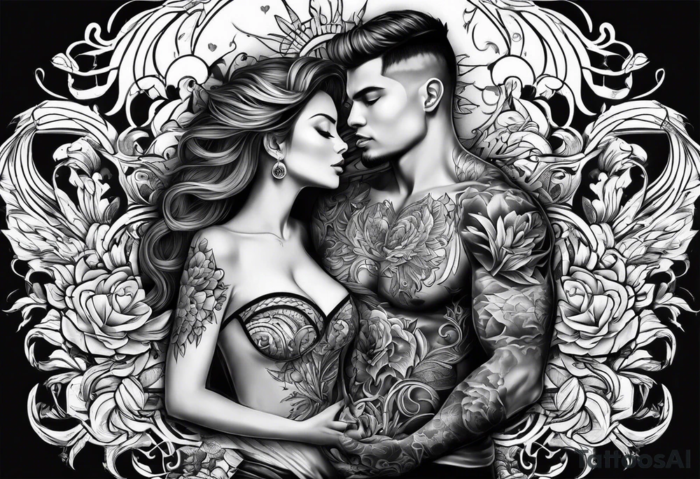 chest tattoo : 
mom and son tattoo idea