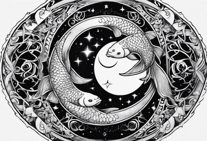 Pisces circling in a full moon tattoo idea