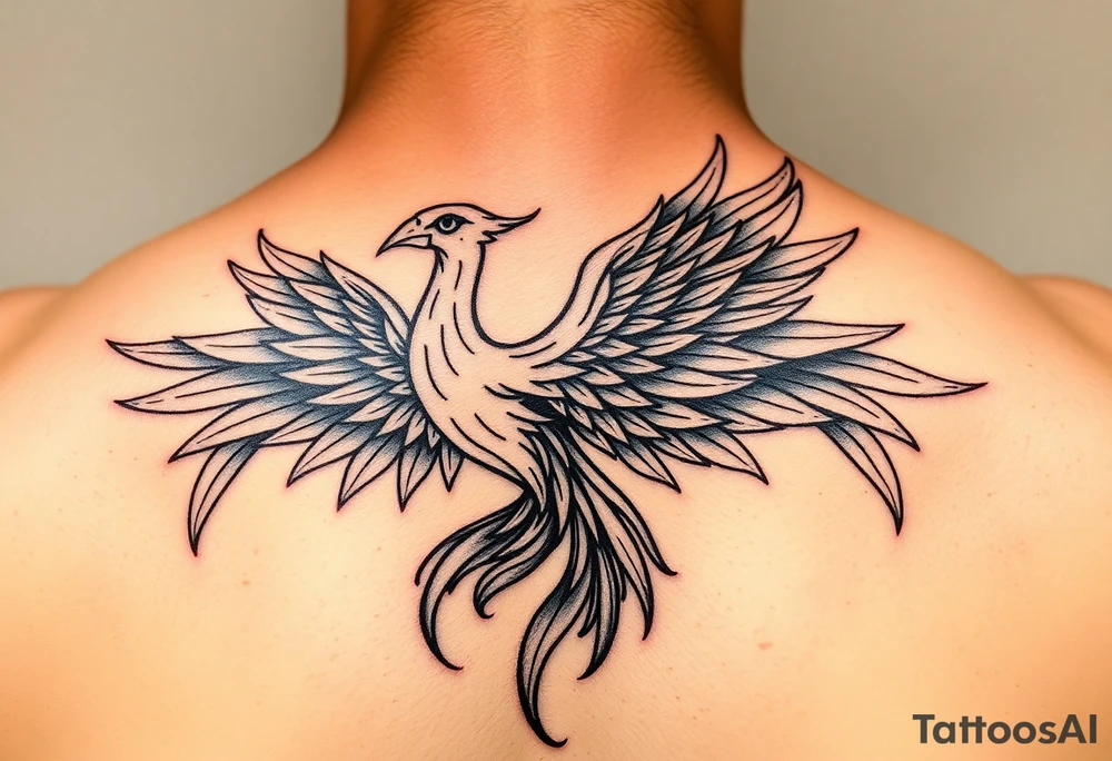 A feminine Phoenix in a rainbow of colors tattoo idea