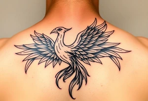 A feminine Phoenix in a rainbow of colors tattoo idea