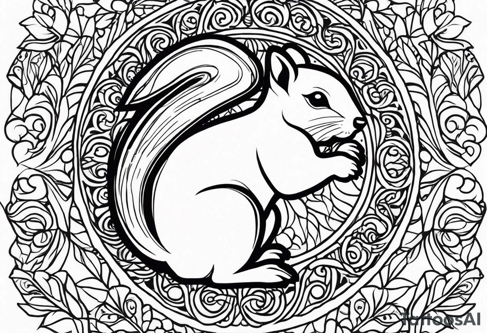 Draw a squirrel accompanied by the writing simul in aeternum tattoo idea
