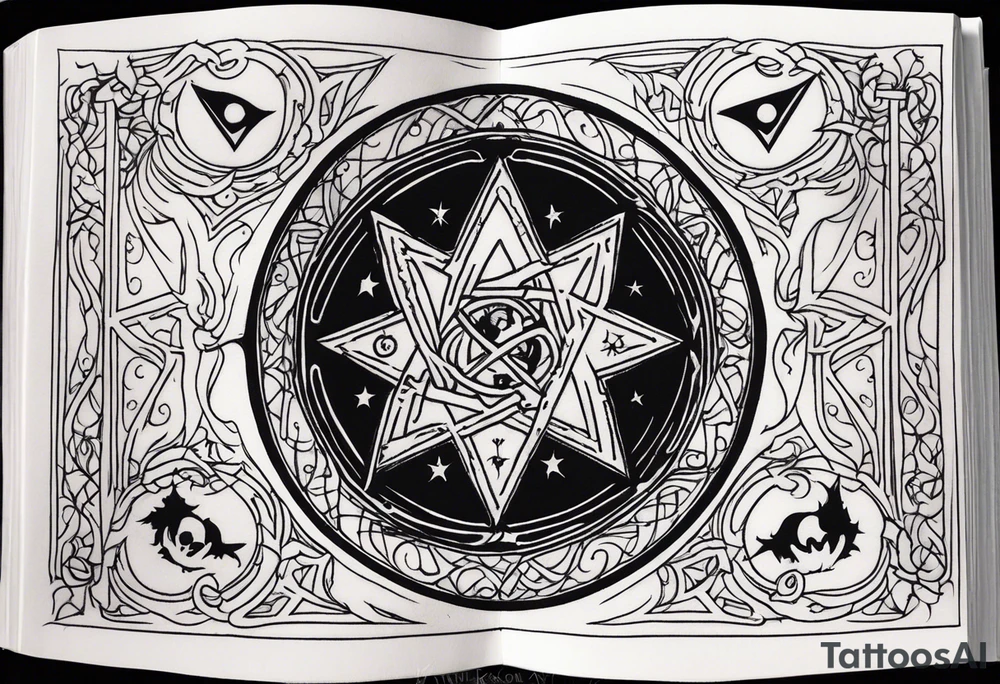 witches spell book tattoo idea