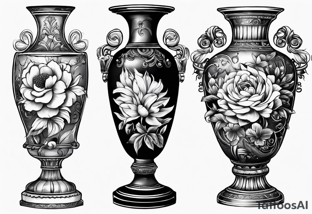drawing ancient flower vase tattoo idea