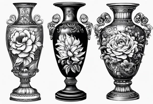 drawing ancient flower vase tattoo idea