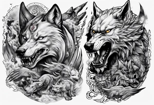gengi and fenrir collage tattoo idea