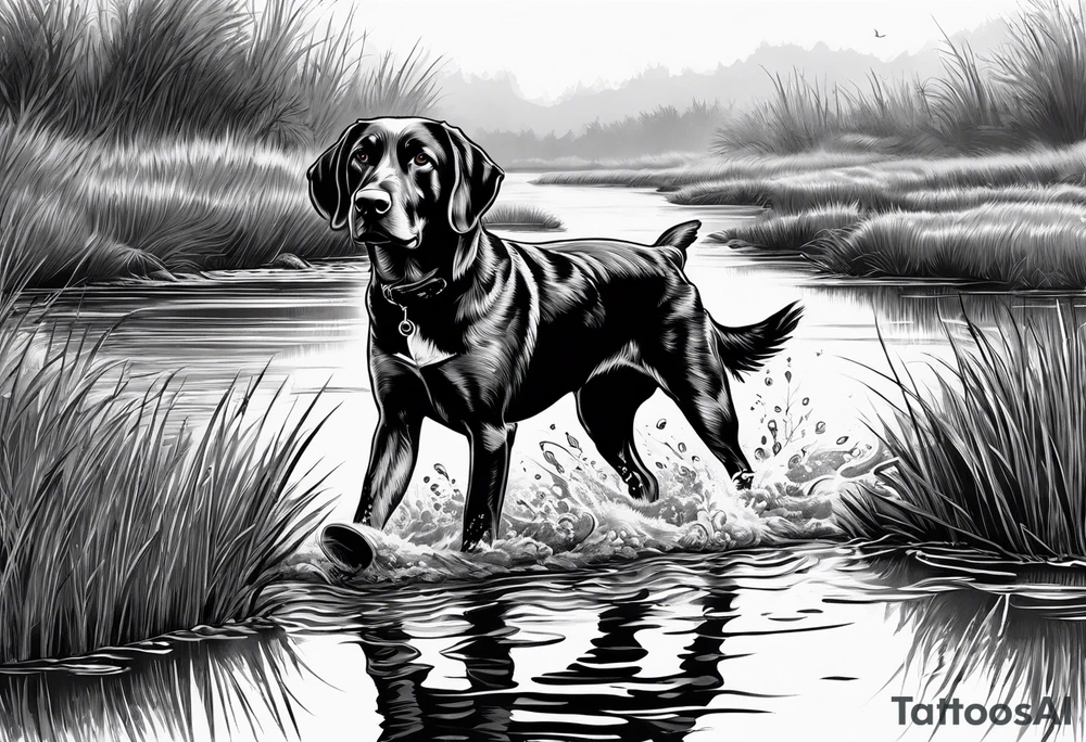 bird dog retrieving duck from marsh tattoo idea bird dog retrieving duck from marsh tattoo idea