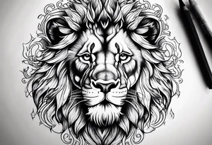 A lion surrounded by flames tattoo idea