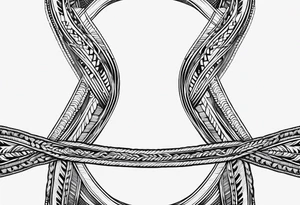 long horizontal strip made of entangled ropes tattoo idea