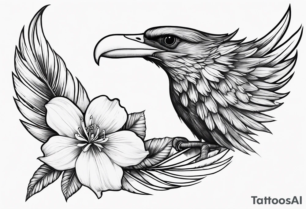 wing, flower, palm, sea tattoo idea
