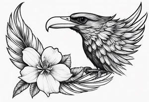 wing, flower, palm, sea tattoo idea