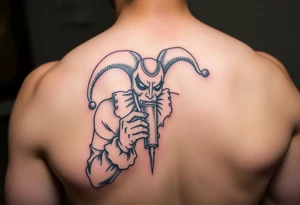 jester smoking and drinking tattoo idea