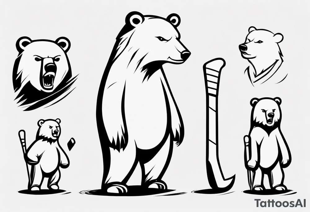 a family of three bears, minimalist, hockey tattoo idea