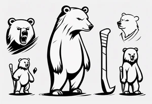 a family of three bears, minimalist, hockey tattoo idea