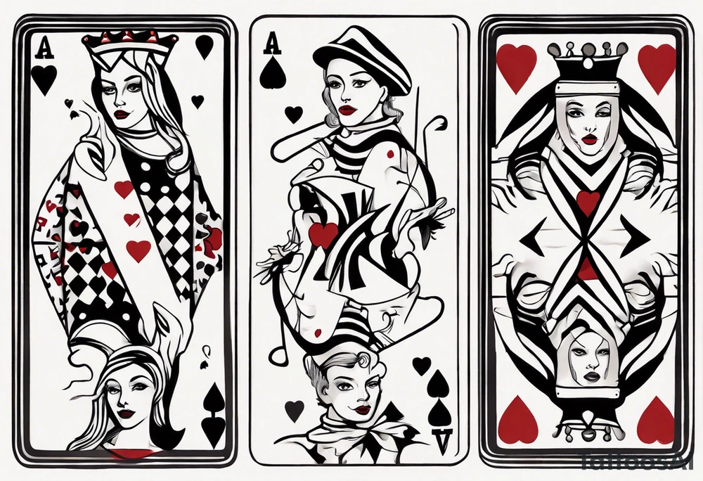 one queen of hearts card tattoo idea
