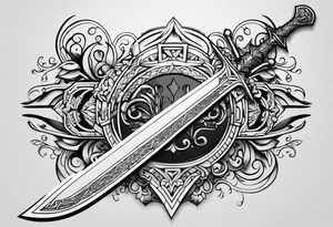 sword with the name Lydia carved into the blade tattoo idea