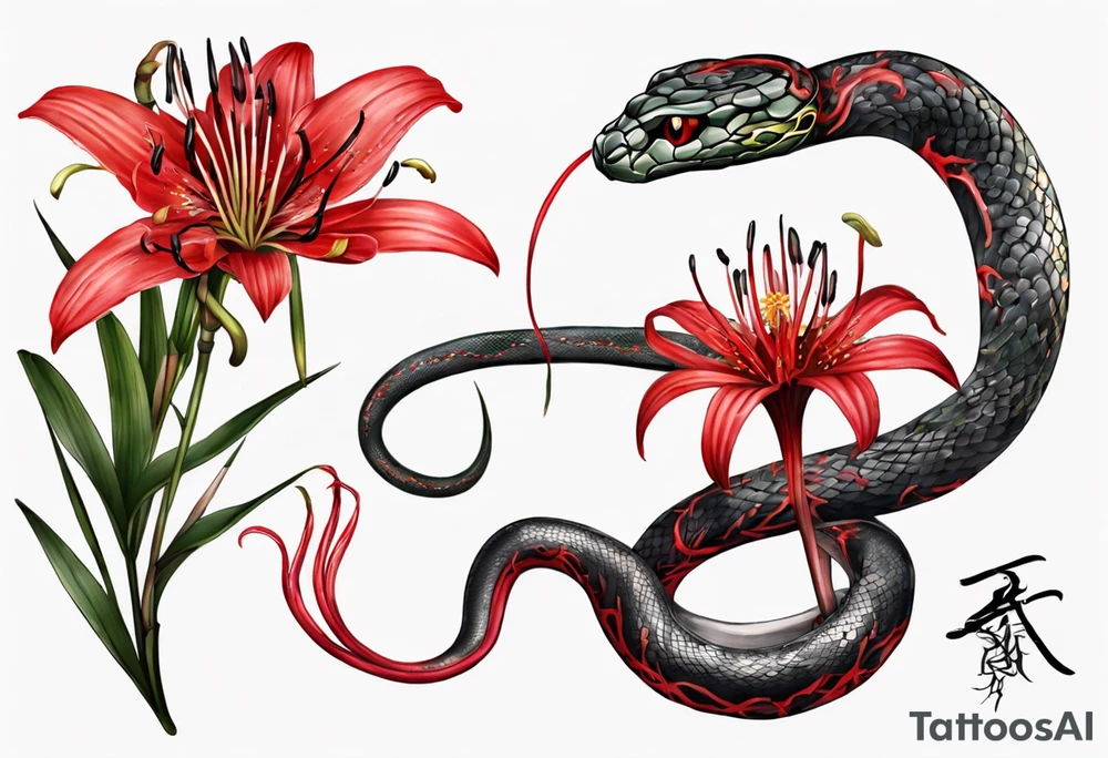 red  spider lily and a snake tattoo idea