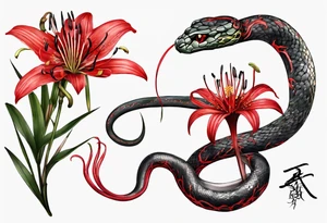 red  spider lily and a snake tattoo idea